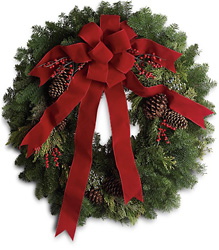 Classic Holiday Wreath from Clifford's where roses are our specialty